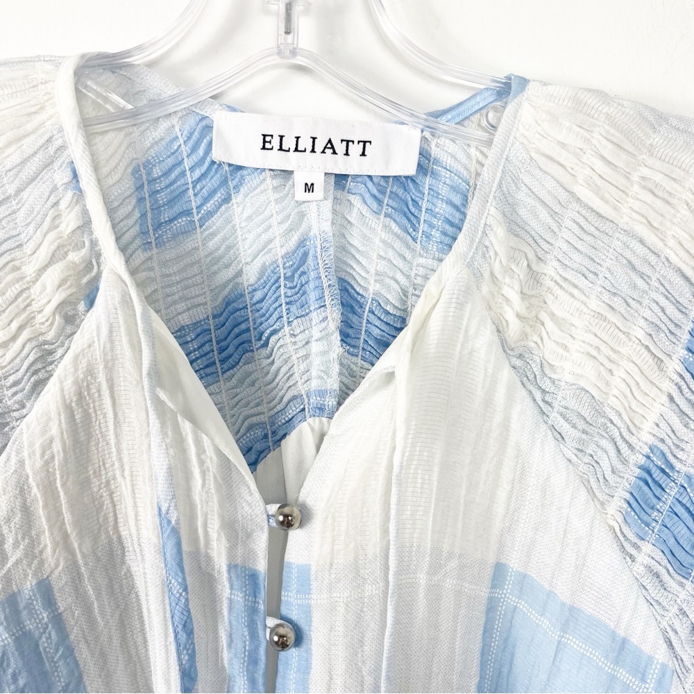 Elliatt Jasmine Plaid Belted Romper Size Medium Blue Checkered - Picture 3 of 6